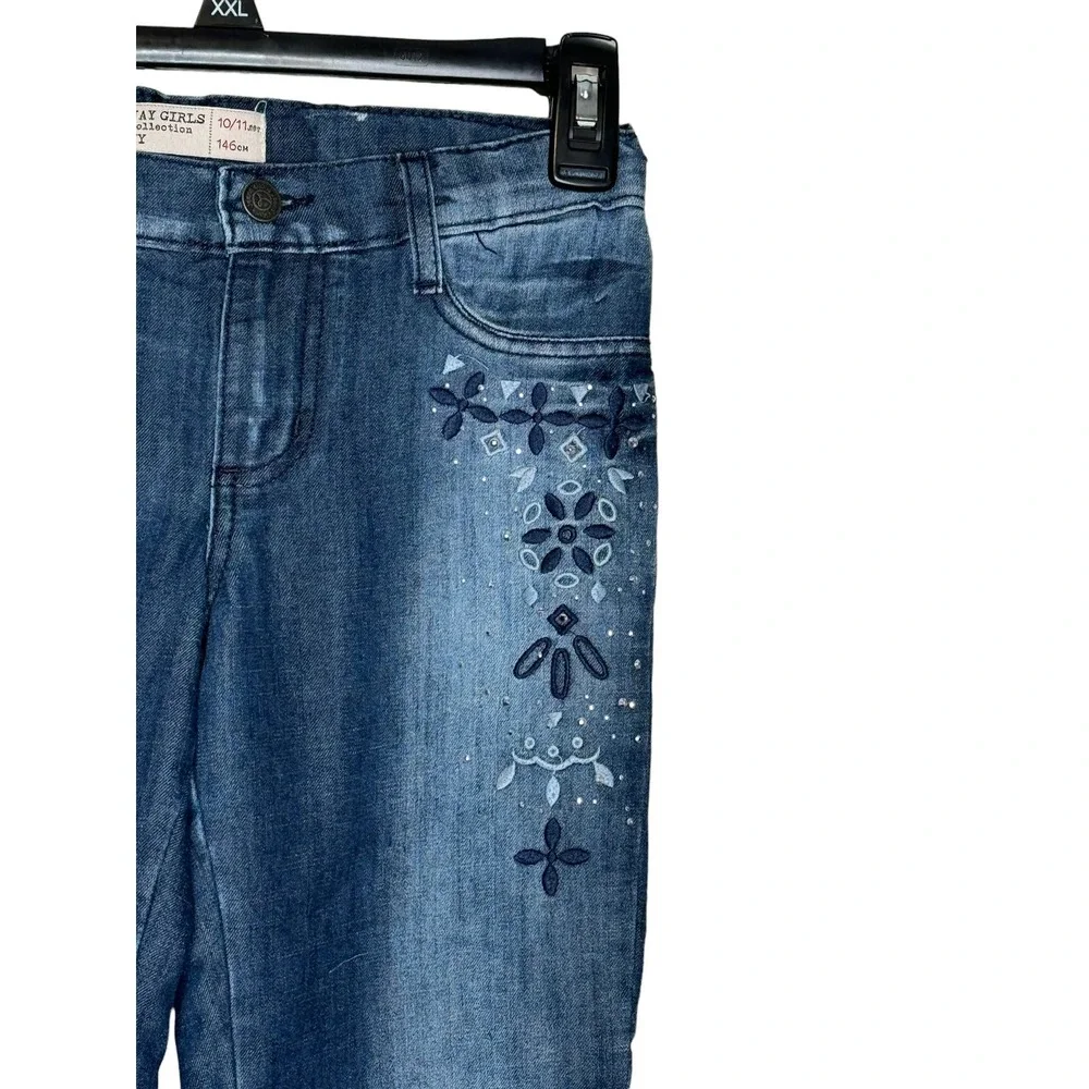 Gloria Kids Jeans Gee Jay Girls Skinny Adjustable‎ Waist Floral Low-Rise 10-11